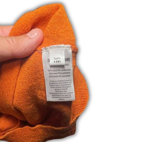 Zadig & Voltaire Kids Rock Sweater 4Y Orange Wool & Cashmere Blend Crewneck Butt - Picture 7 of 8